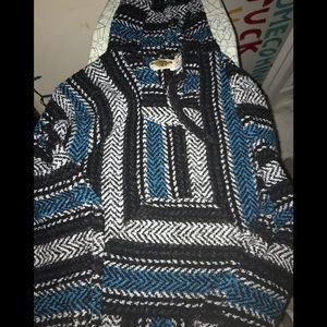BLUE BLACK AND WHITE DRUG RUG FROM JOURNEYS- SMALL